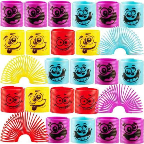 Mega Pack of 50 Coil Springs for Kids - Assorted Emoji Silly Faces and Colors - Picture 6 of 6